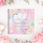 Livre d'invité baby shower flores roses holographi
