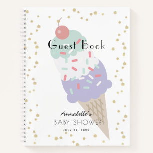 Livre d'invité Baby shower pourpre crème glacée