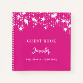 Livre d'invité baby shower rose blanc étoiles fill (Devant)