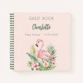 Livre d'invité baby shower rose flamingo fille (Devant)