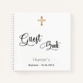 Livre d'invité baptême blanc noir script (Devant)