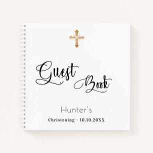 Livre d'invité baptême blanc noir script
