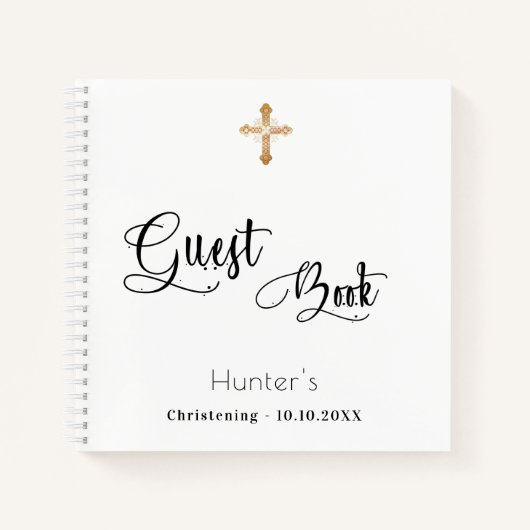 Livre d'invité baptême blanc noir script (Devant)