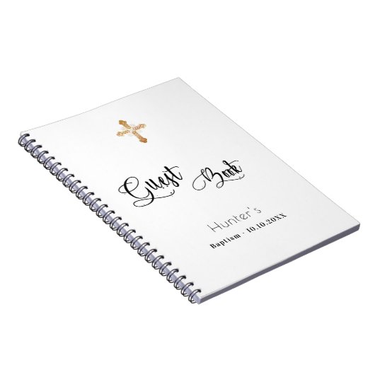 Livre d'invité baptême blanc noir script (Côté Droit)