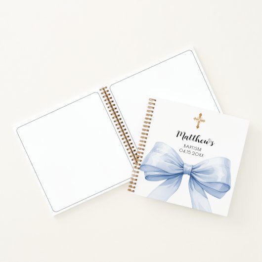 Livre d'invité Baptême bleu garçon arc (Intérieur)