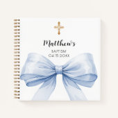 Livre d'invité Baptême bleu garçon arc (Devant)