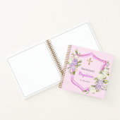 Livre d'invité baptême crest rose fleurs fille (Intérieur)