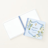 Livre d'invité baptême crête de fleurs bleues garç (Intérieur)
