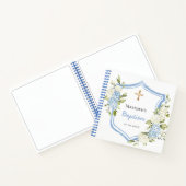 Livre d'invité baptême crête de fleurs bleues garç (Intérieur)