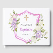 Livre d'invité baptême crête rose pourpre fleurs f (Recto)