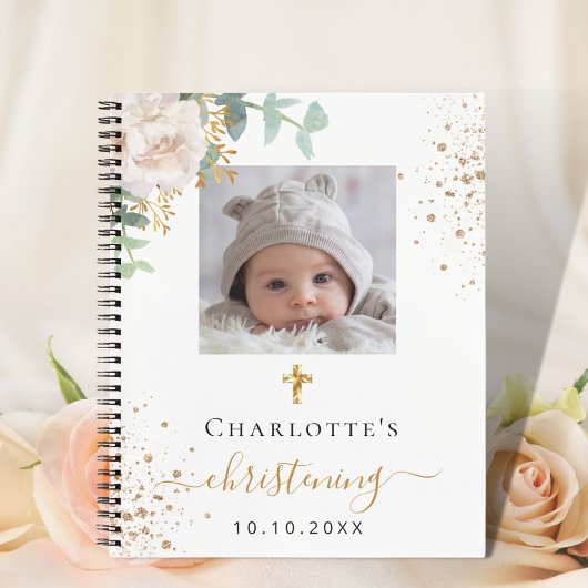 Livre d'invité baptême photo floral garçon fille