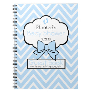 Livre d'invité bleu de baby shower de Chevron