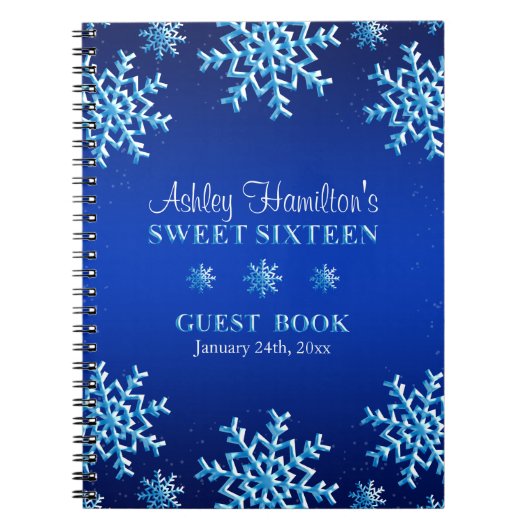 Livre d'invité bleu du bonbon à hiver de flocons (Devant)