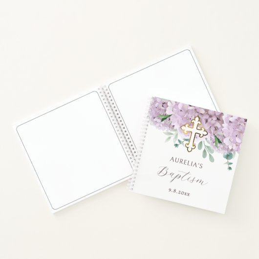 Livre d'invité Blush Hydrangea Baptism (Intérieur)