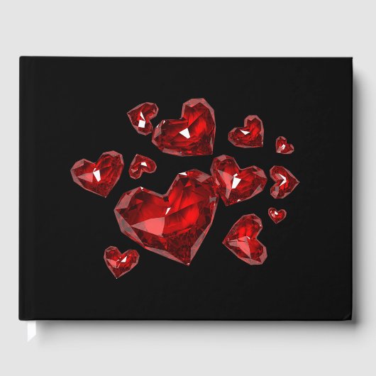 Livre d'invité - Coeurs bijoux rouges (Recto)
