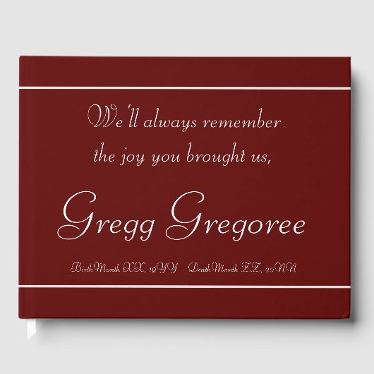 Livre d'invité commémoratif de base et minimale (Recto)