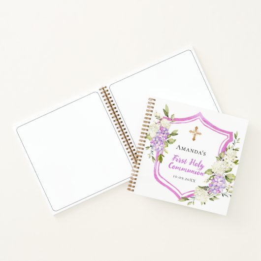 Livre d'invité Crest de la première communion fleu (Intérieur)