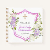 Livre d'invité Crest de la première communion fleu (Devant)