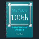 Livre d'invité d'anniversaire de rétro cadre blanc<br><div class="desc">Style vintage et rétro pour ce 100th livre d'invité personnalisable de fête d'anniversaire avec le cadre blanc. Vous pouvez facilement changer l'arrière - plan de couleur et le texte (police, couleur, taille et position) en cliquant sur le bouton de personnaliser. L'anniversaire assorti sauvent la carte postale de date, anniversaire vous...</div>