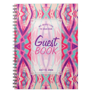 Livre d'invité de la tribu Boho de Purple Pink Azt