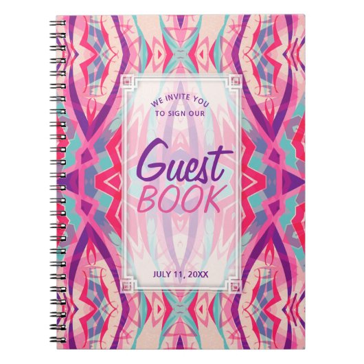Livre d'invité de la tribu Boho de Purple Pink Azt (Devant)
