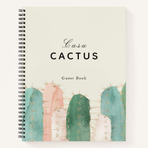 Livre d'invité de location de cactus rose et vert
