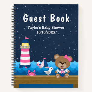 Livre d'invité de Nautical Girl Bear Baby shower r