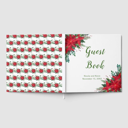 Livre d'invité de Noël Red Poinsettia Mariage (Complet)