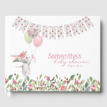 Livre d'invité du Baby shower Bunny Floral