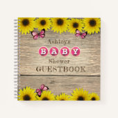 Livre d'invité du Baby shower de papillon rose de  (Devant)