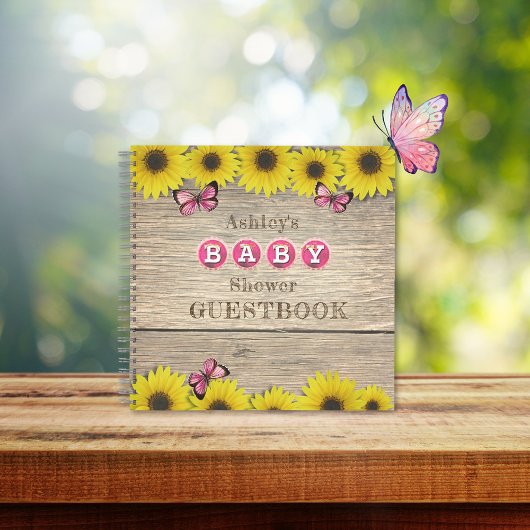 Livre d'invité du Baby shower de papillon rose de 
