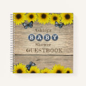 Livre d'invité du Baby shower de tournesol rustiqu (Devant)