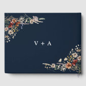 Livre d'invité du Mariage Fleur sauvage Navy Blue  (Verso)