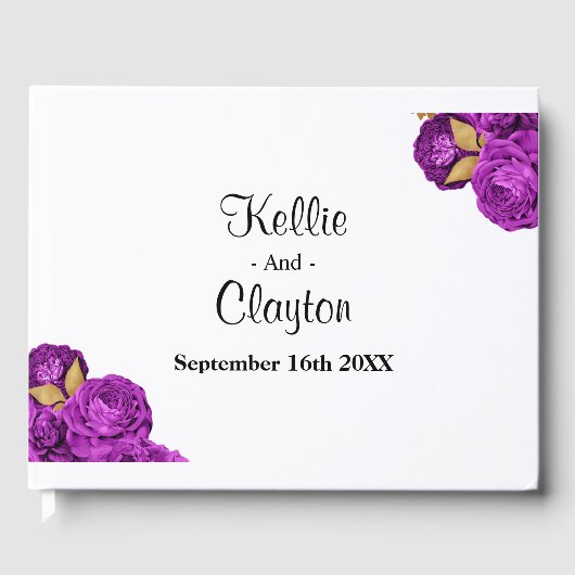 Livre D'Invité Du Mariage Floral Purple Et Gold (Recto)