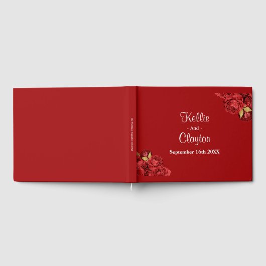 Livre D'Invité Du Mariage Floral Rouge Et Or (Complet)