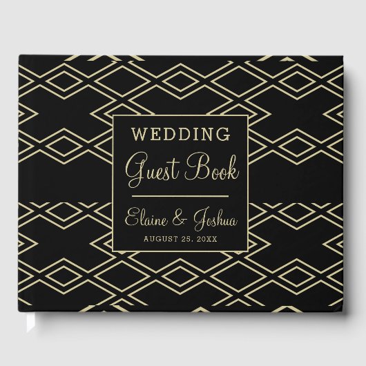 Livre d'invité du mariage géométrique Monogramme (Recto)