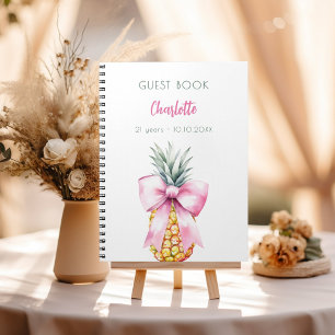 Livre d'invité fête d'anniversaire d'ananas arc ro
