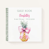 Livre d'invité Fête des mariées arc rose ananas (Devant)
