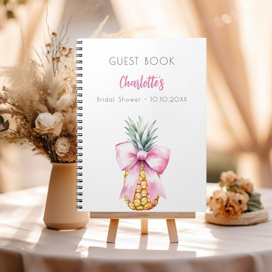 Livre d'invité Fête des mariées arc rose ananas