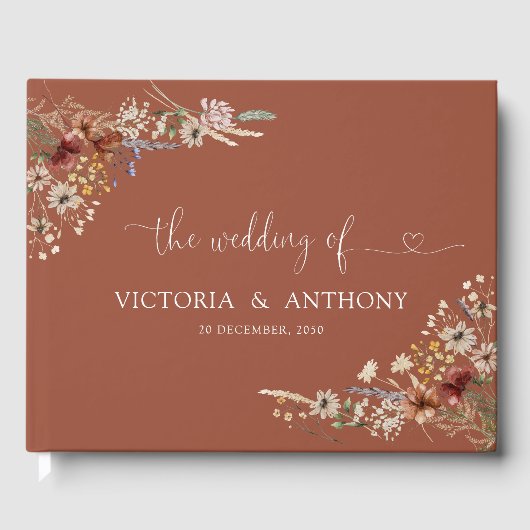 Livre d'invité Fleur sauvage Terracotta Minuscule (Recto)