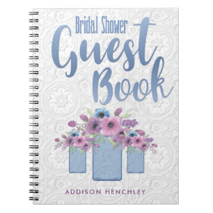 Livre d'invité floral bleu de Fête de la mariée de