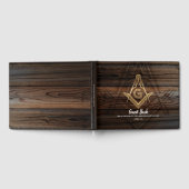 Livre d'invité Gold Rustic Wood Masonic | Freemaso (Complet)