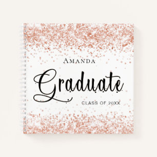 Livre d'invité graduation blanc rose or parties sc