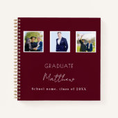 Livre d'invité graduation bourgogne nom photo (Devant)