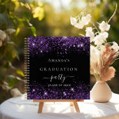 Livre d'invité graduation noir violet parties scin