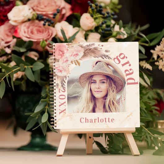 Livre d'invité graduation pampas herbe blush photo