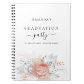 Livre d'invité graduation rose or floral argent (Devant)