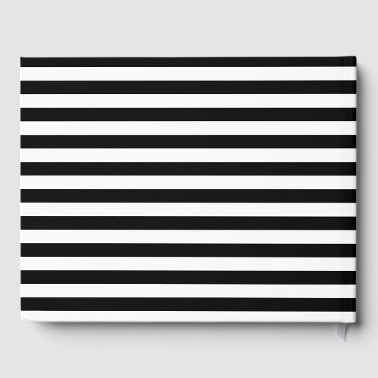 Livre d'invité Mariage à rayures simples noir et b (Verso)