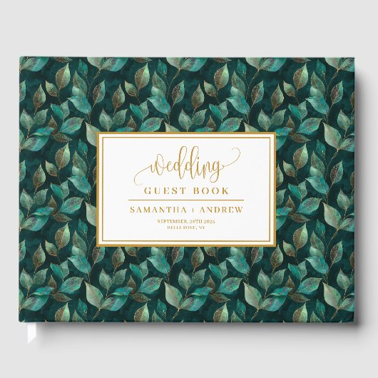 Livre D'Invité Mariage Artistique Dark Green Et Go (Recto)