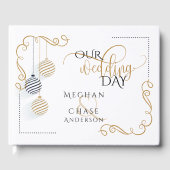 Livre d'invité mariage | Baubles noirs et or moder (Recto)